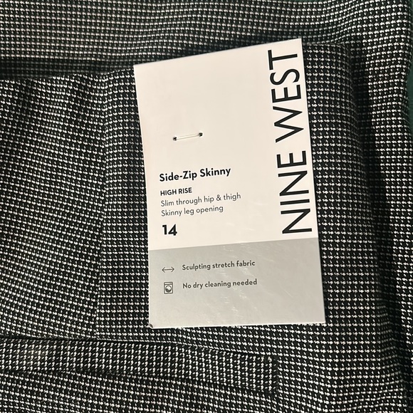 Nine West Skinny Side Houndstooth Zip Pants - Picture 2 of 6